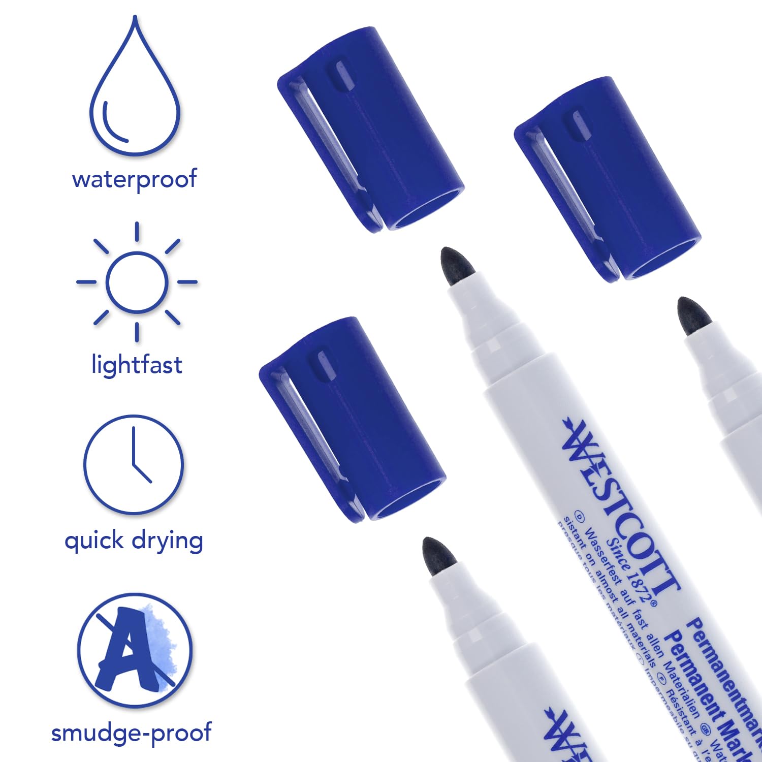 Westcott Permanent Marker 10 pieces Blue, 1 count (Pack of 10) - Image 4