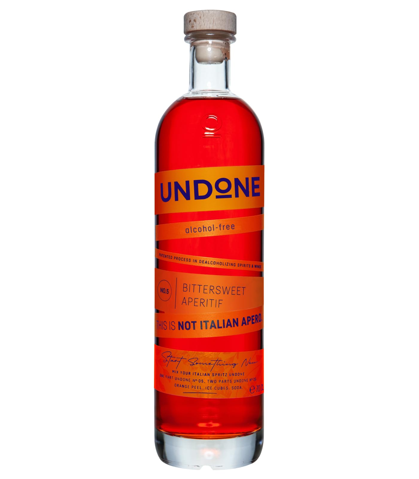 UNDONE Bittersweet Aperitif - Not Italian Apero · 700ml · Alkoholfreier Aperitif mit authentischem Geschmack · Natürliche Inhaltsstoffe · <0,3% Alkohol
