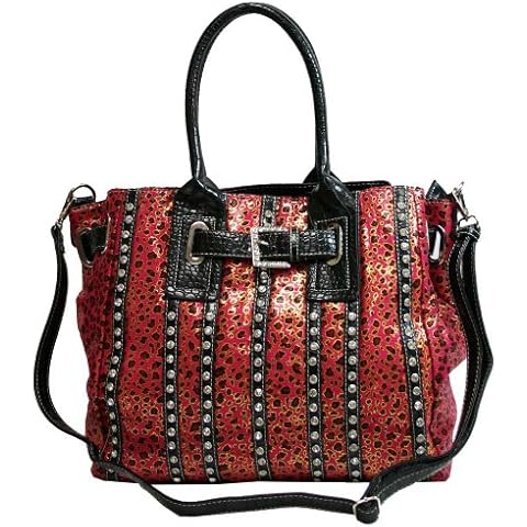 Western Rhinestone Bling Handbag Purse - Rose Leopard Cover
