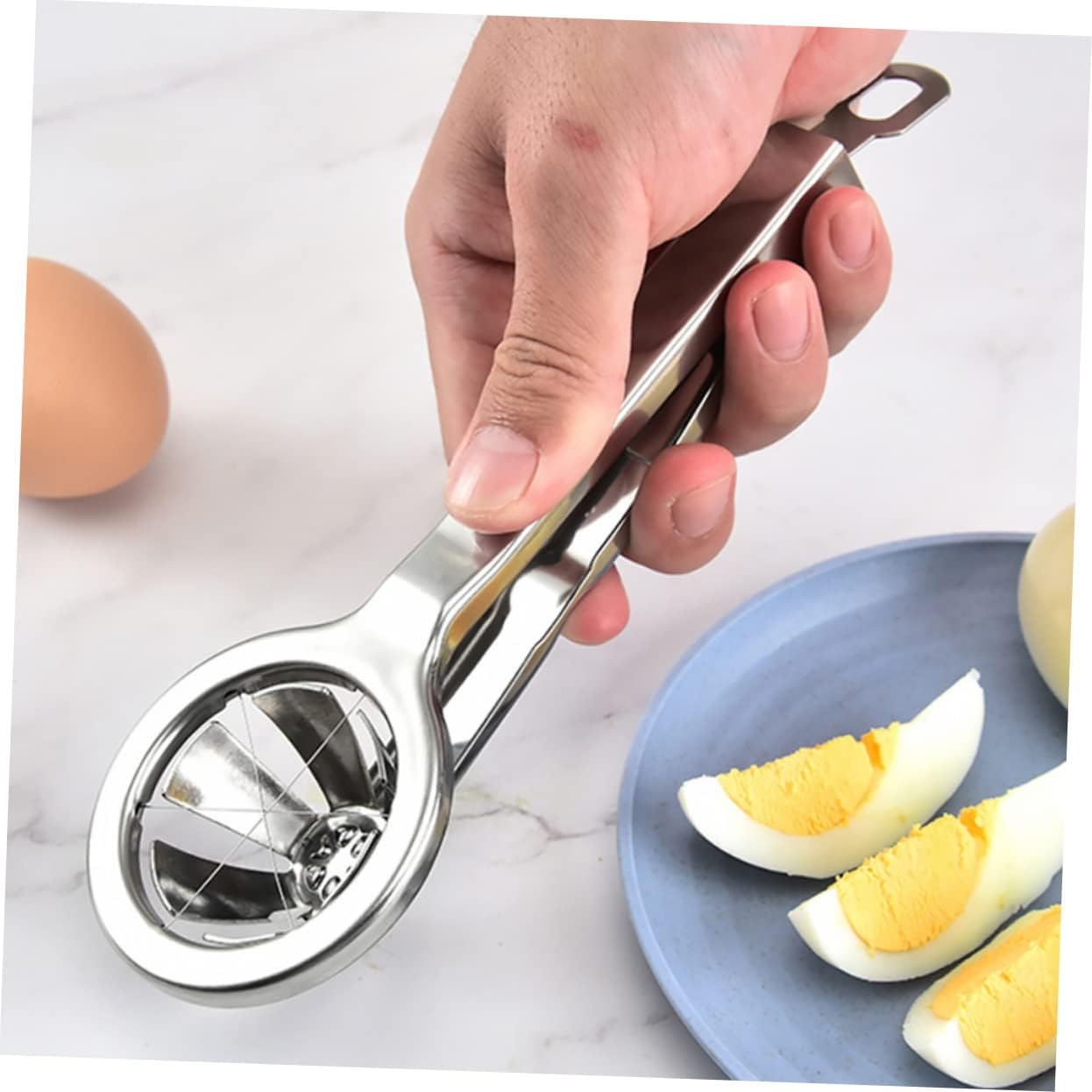 Stainless Steel Egg Slicer Hard Boiled Egg Cutter Tool Easy Clean Handheld