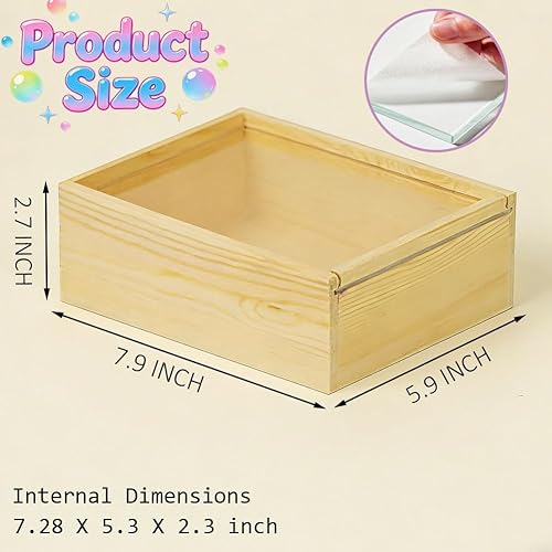 Miniatura 2 de YCOSAN 2 cajas de madera sin terminar, 7.9 x 5.9 x 2.7 pulgadas, cajas rectangulares grandes de madera con tapa para suministros de regalo de fiesta