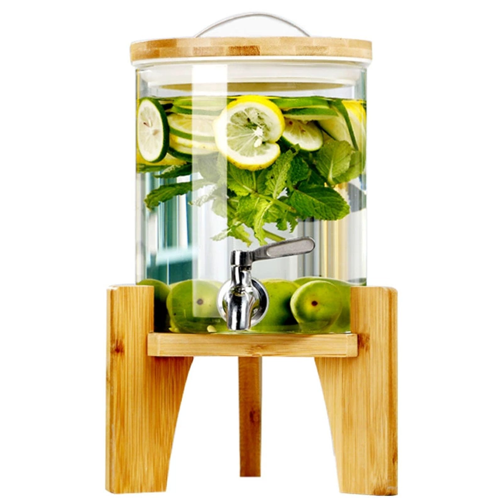 Dispensateur de boisson en verre 2,5L avec son robinet inox et socle bois