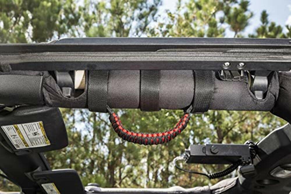 Rugged Ridge | Haltegriff-Set, Paracord, rot/schwarz | 13505.31 | passend für Jeep CJ/Wrangler; Jeep Gladiator 1955–2024; 2020–2024