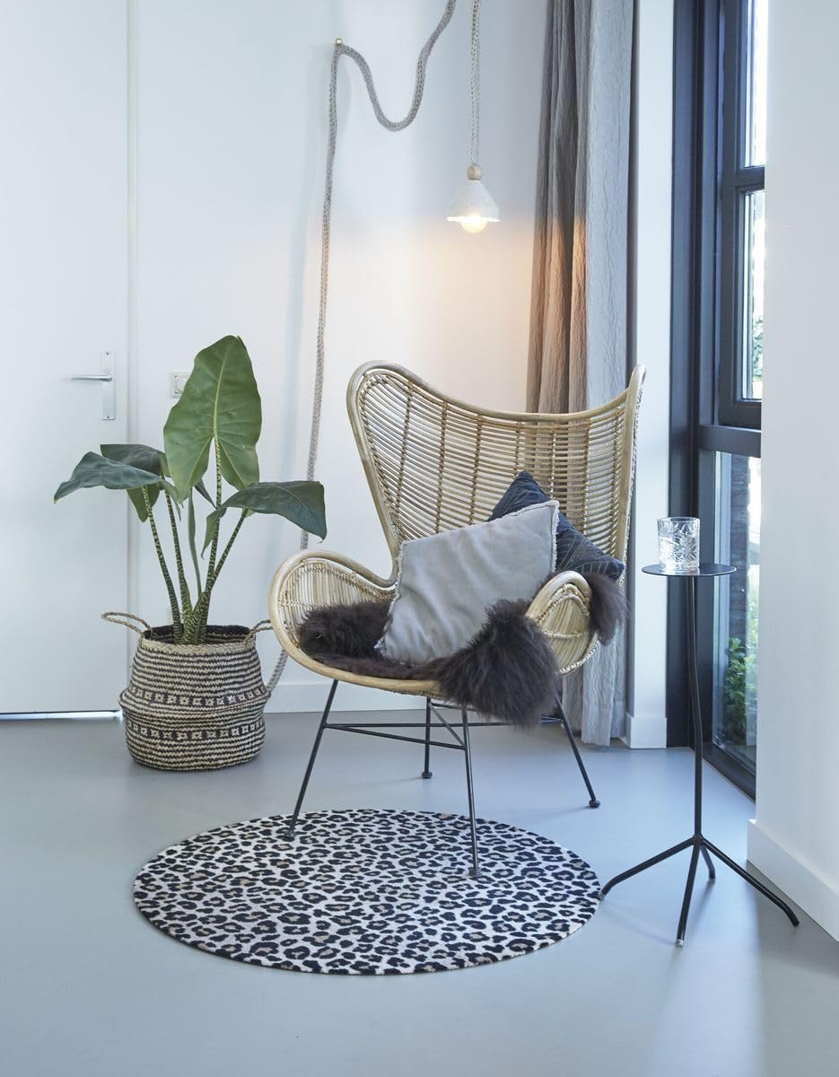 MD Entree Eingangsmatte Teppichmatte Küchenmatte Küchenteppich Läufer Teppich Fußmatte Küchenvorleger Matte Wohnraummatte, Größe:Ø 100 cm, Motiv:Safari beige
