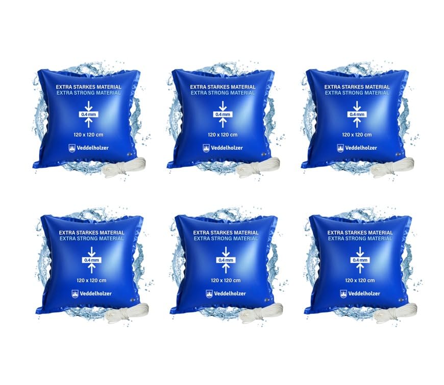 Veddelholzer 6Mal XXL 120 x 120 cm Luftkissen inkl. 24m Seil Poolkissen Winter zur Poolabdeckung Pool Zubehör Pool Wintermittel zur Pool Überdachung Abdeckung im Winter und bei schlechtem Wetter