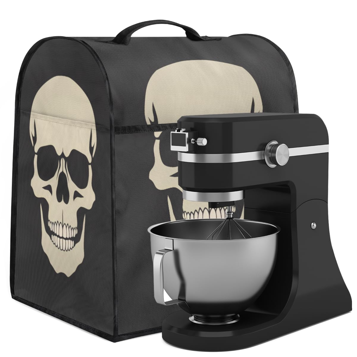 Coffee Maker Cover Skull Black Kitchen Appliance Covers Small Appliance Covers Blender Cover Juicer Cover Dust Covers for Kitchen Appliances with Top Handle and Pockets,Washable,B93
