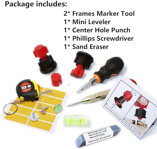 Miniatura 7 de DIKOO Kit de agujeros y nivelación para colgar cuadros para colgar murales, con mini nivel de burbuja utilizado para marcos de agujeros de uñas,