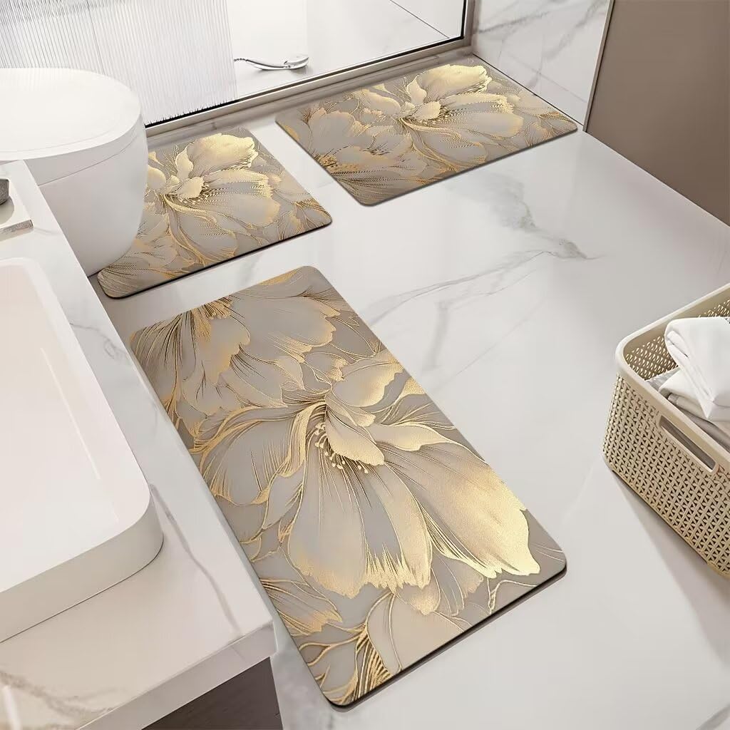 Tapis de salle de bain antidérapant trois pièces pour éviter les glissades au sol