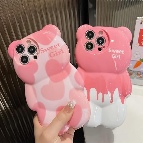 Miniatura 2 de Bonita funda compatible con iPhone 13 Pro Max de 6.7 pulgadas, funda de oso de helado, funda de silicona suave a prueba de golpes para mujeres y