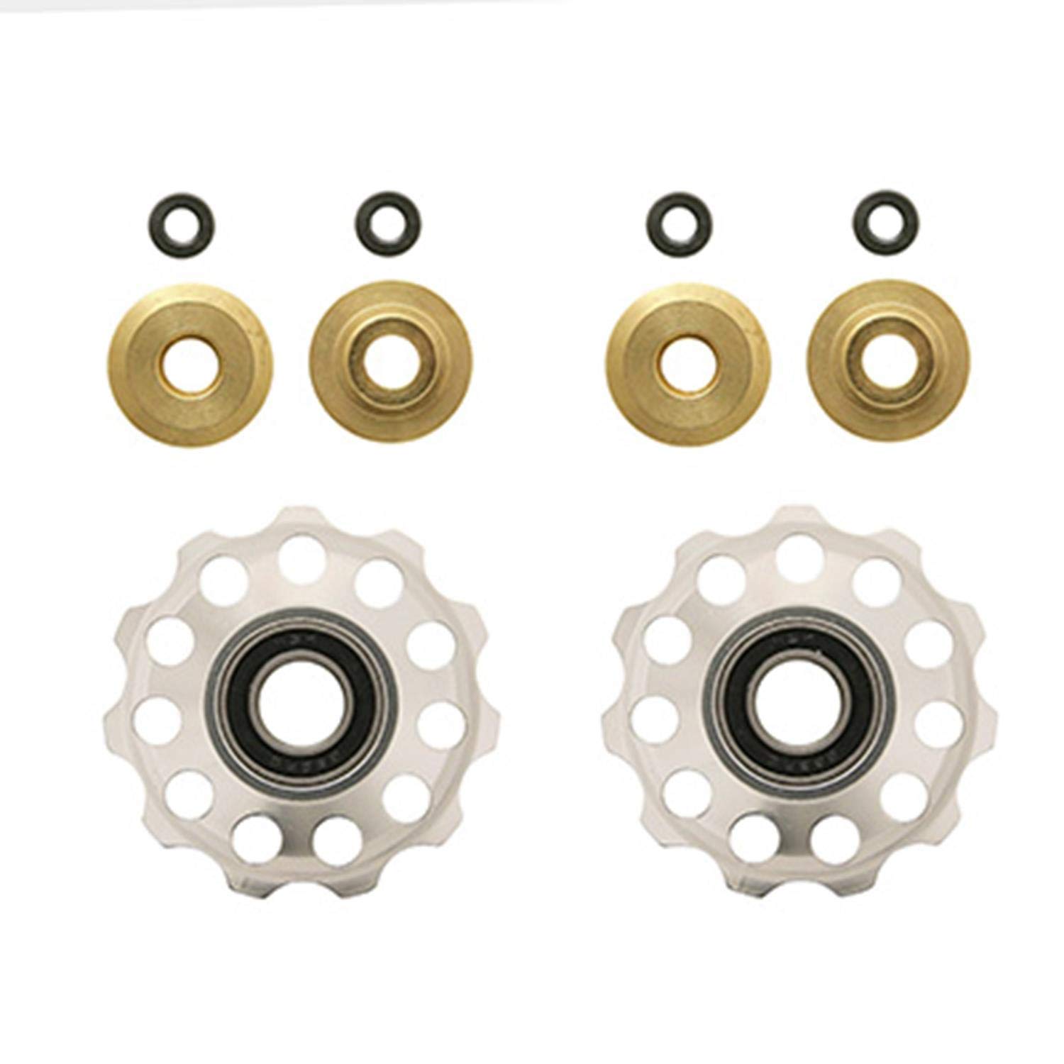 Galet derailleur 9/10v. alu argent a roulement 10 dents (jeu de 2) - Accessoire Vélo Pas Cher