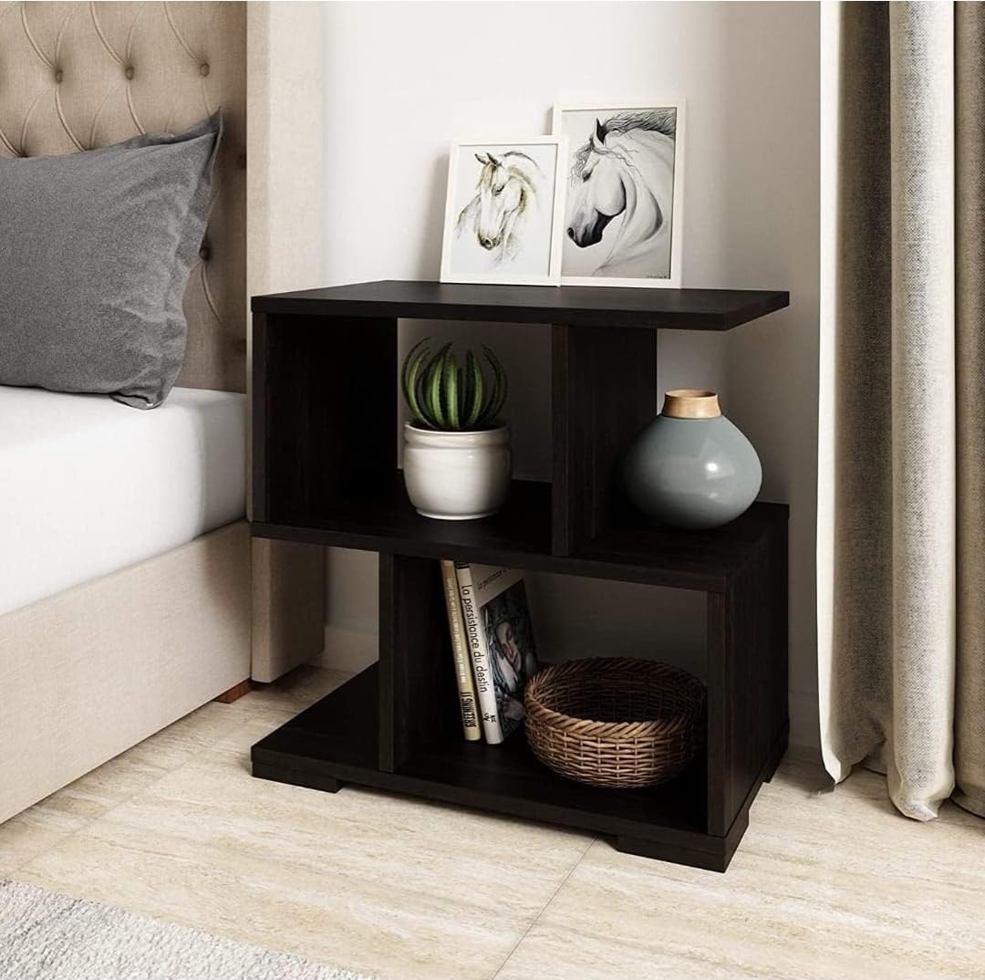 Liive decor Wooden Side Table s new,MDF End Table Coffee Table morden Bedside Nightstand Organizer with Storage Shelf for Bedroom, Living Room (Pre- Laminated Board, Modern Design) (Midnight Majesty)-image-38