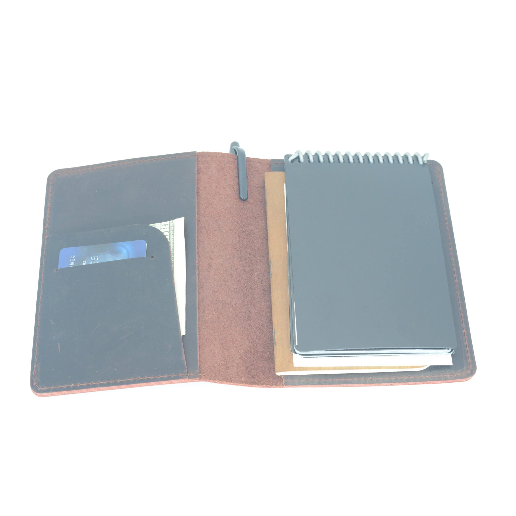 JJNUSA Compatible avec Rocketbook Mini couverture Smart Business faite à la main en cuir véritable vieilli pour carnet Moleskine avec porte-cartes Mini 8,9 x 14 cm Marron foncé