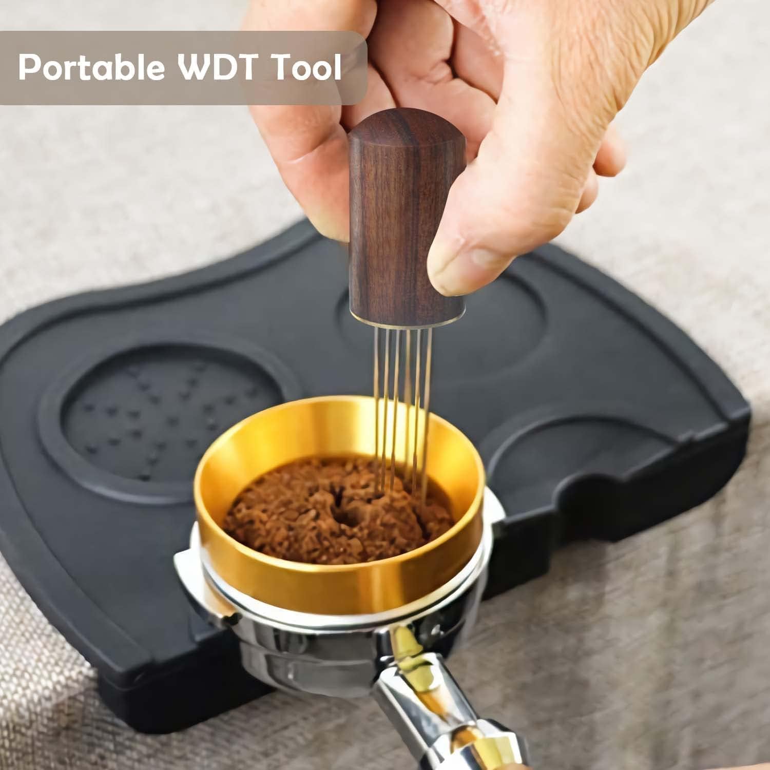 Joyzzz Espresso Kahve Karıştırıcı, Espresso Dağıtımı için Profesyonel Kahve Karıştırma WDT Aracı, El Tampers Karıştırma Aracı Doğal Ahşap Saplı İğne Tipi Dağıtıcı