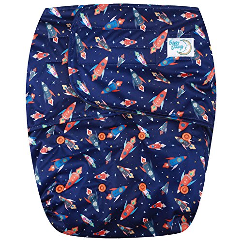 Happy Endings Teen/Adult Hook & Loop Closure Reusable Cloth Diaper Incontinence -Blast Off!