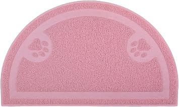 Paw Print Cat Litter Mat, Kitten Litter Mat, Door Mat, Semicircle, 23.5x14.25 Inches Light Rose