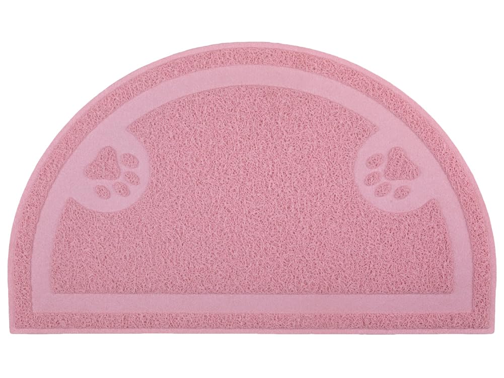 Paw Print Cat Litter Mat, Kitten Litter Mat, Door Mat, Semicircle,60x36cm (Light Rose)