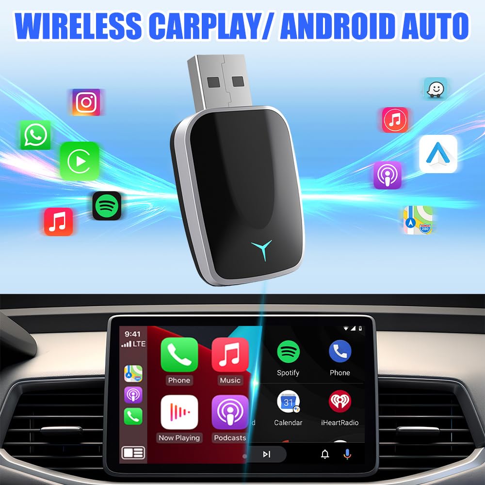 EZoneTronics 2-in-1 Wireless Android Car & Carplay Wireless Adapter