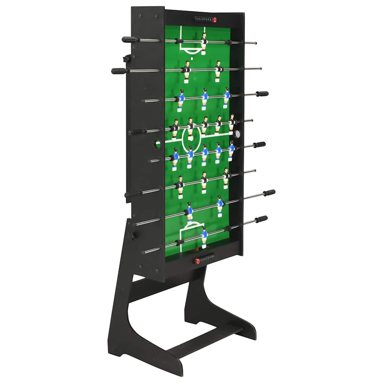 Calcio Balilla Pieghevole Robusto Antiscivolo con Palline Aste Scorrevoli Tavolo Calcetto Biliardino Nero 121x61x80 cm in MDF e Acciaio
