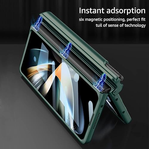 Miniatura 4 de Funda para Samsung Galaxy Z Fold 3 con correa para la muñeca, protector de pantalla y ranura para S Pen, bisagra magnética protectora ultra delgada,