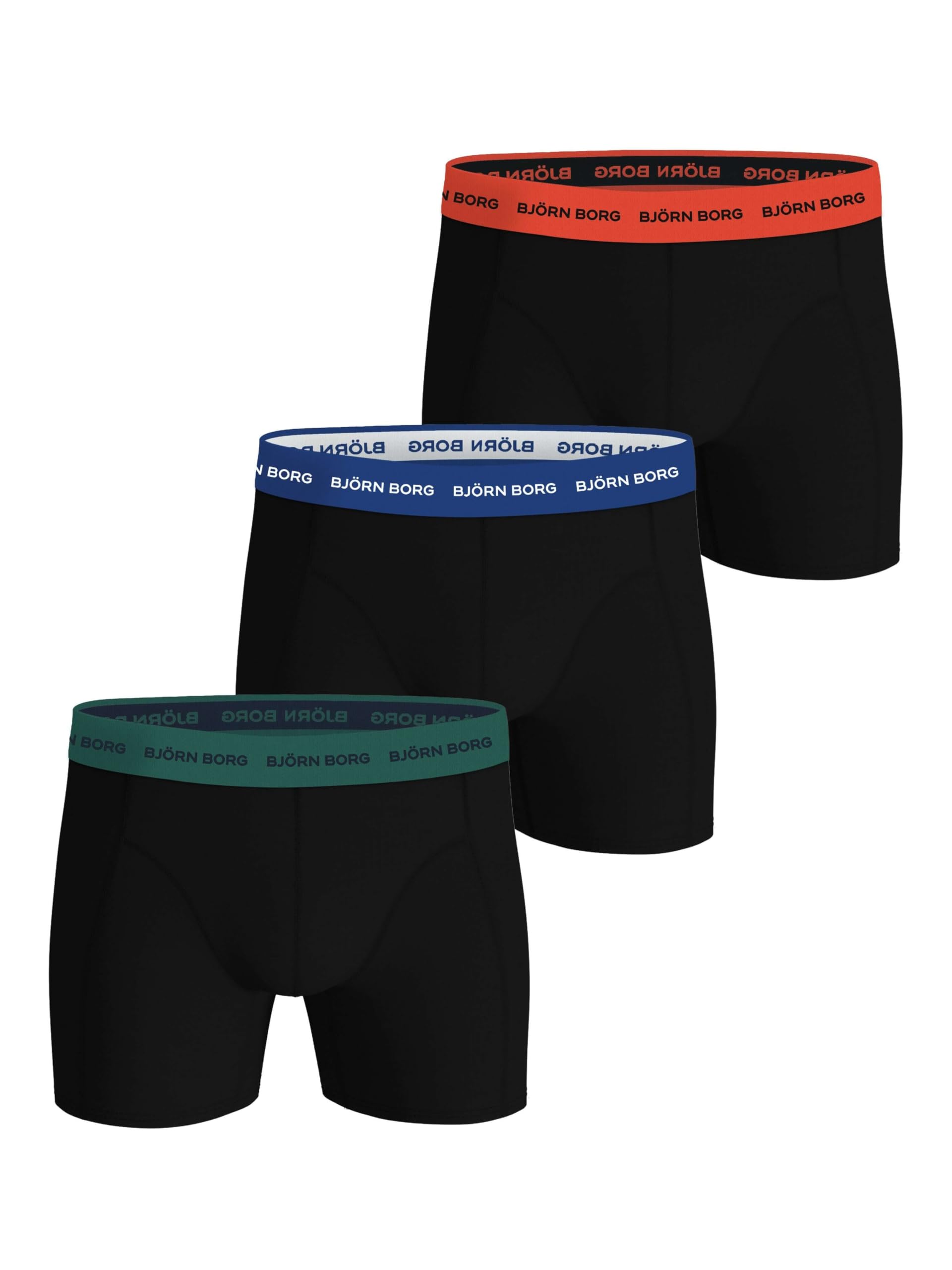 Björn Borg Men's Black Multicolour Waistband Cotton Stretch Boxers (3-Pack) – Soft, Breathable Underwear With Comfort Waistband (Uk, Alpha, S, Regular, Regular, Mp002)