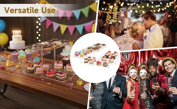 OMISTAR 3 Tier Acrylic Cupcake Stand, Clear Dessert Stands, 22.63 x 14.7 x 9.8 in Dessert Table Display Set, Multipurpose Tier Serving Tray for Parties, Weddings, and Events by OMISTAR - Image 9