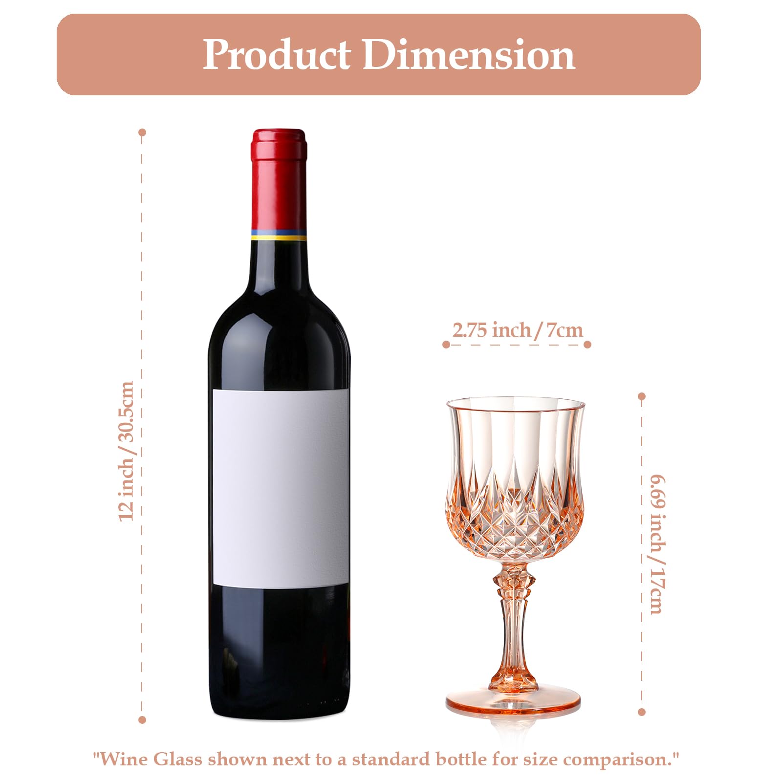 XUWAIDSGN Copas de vino de plástico vintage de 7 onzas, vasos irrompibles para boda, copas de agua de cristal, reutilizables, copas de champán vintage (48, rosa)