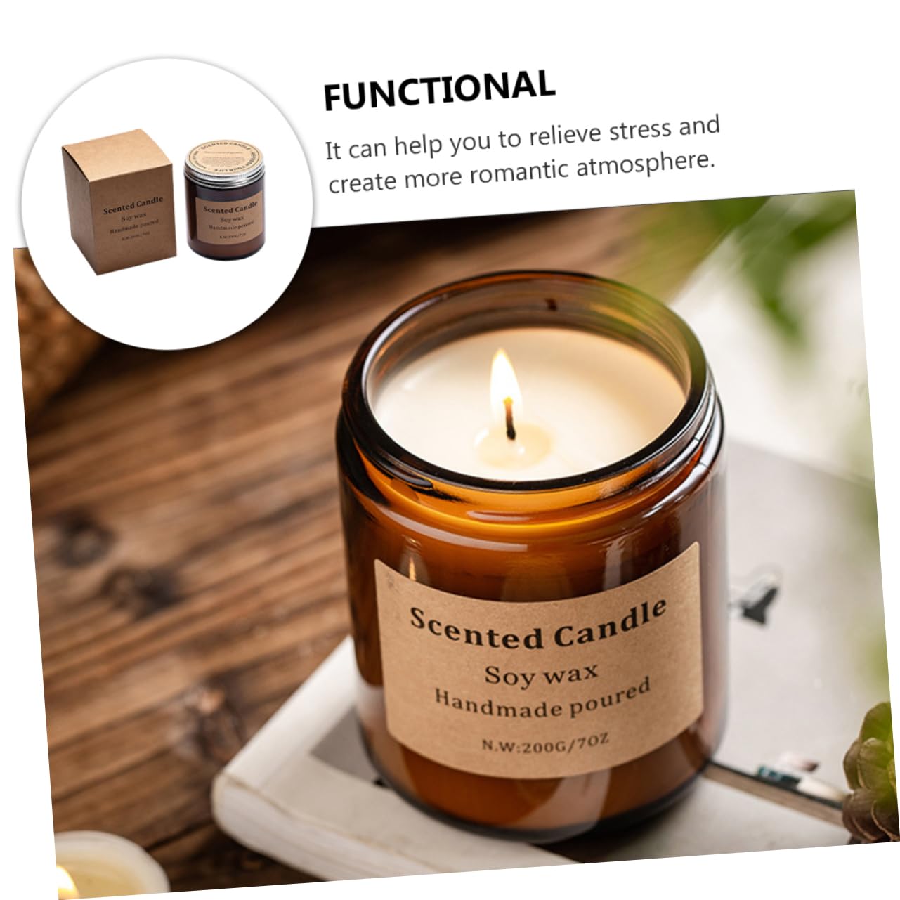 Vela de Aromaterapia de Cera Natural 200g en Vidrio