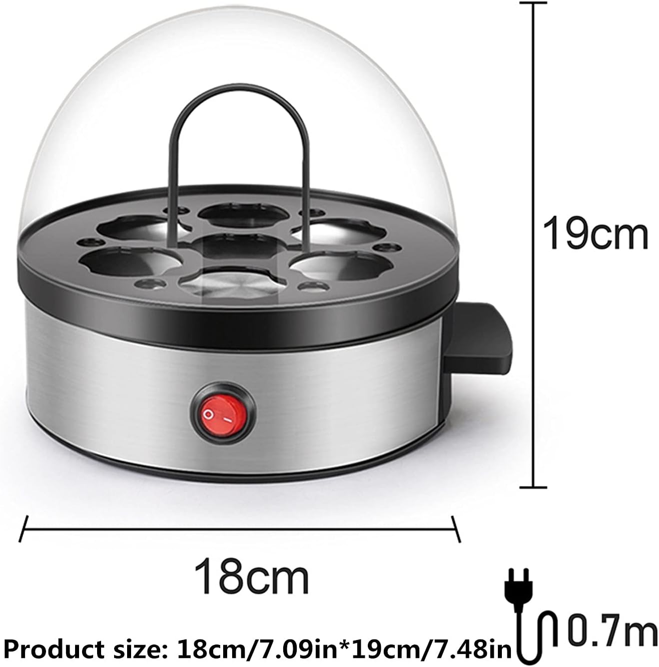 Electric 7 Hole Egg Boiler Breakfast Steamed Egg Machine Select Cooking Degree Depending on The Added Water Suitable for Cook Eggs Egg Pudding Corn