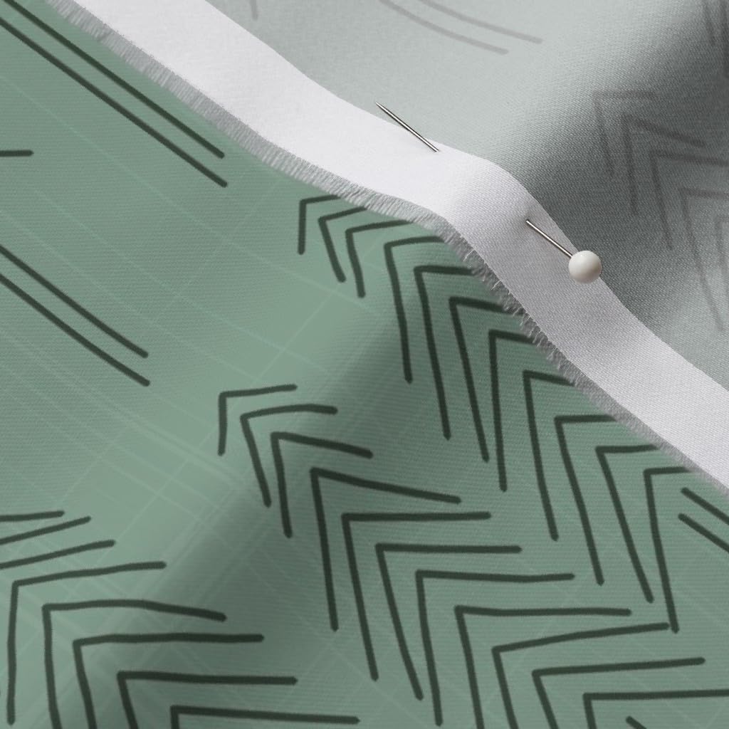 Spoonflower Fabric - Forest Pine Trees Sage Green Tree Pattern Woodland Arrows Line Art Printed on Organic Cotton Sateen Fabric by The Yard - Sewing Quilting Apparel Home Decor
