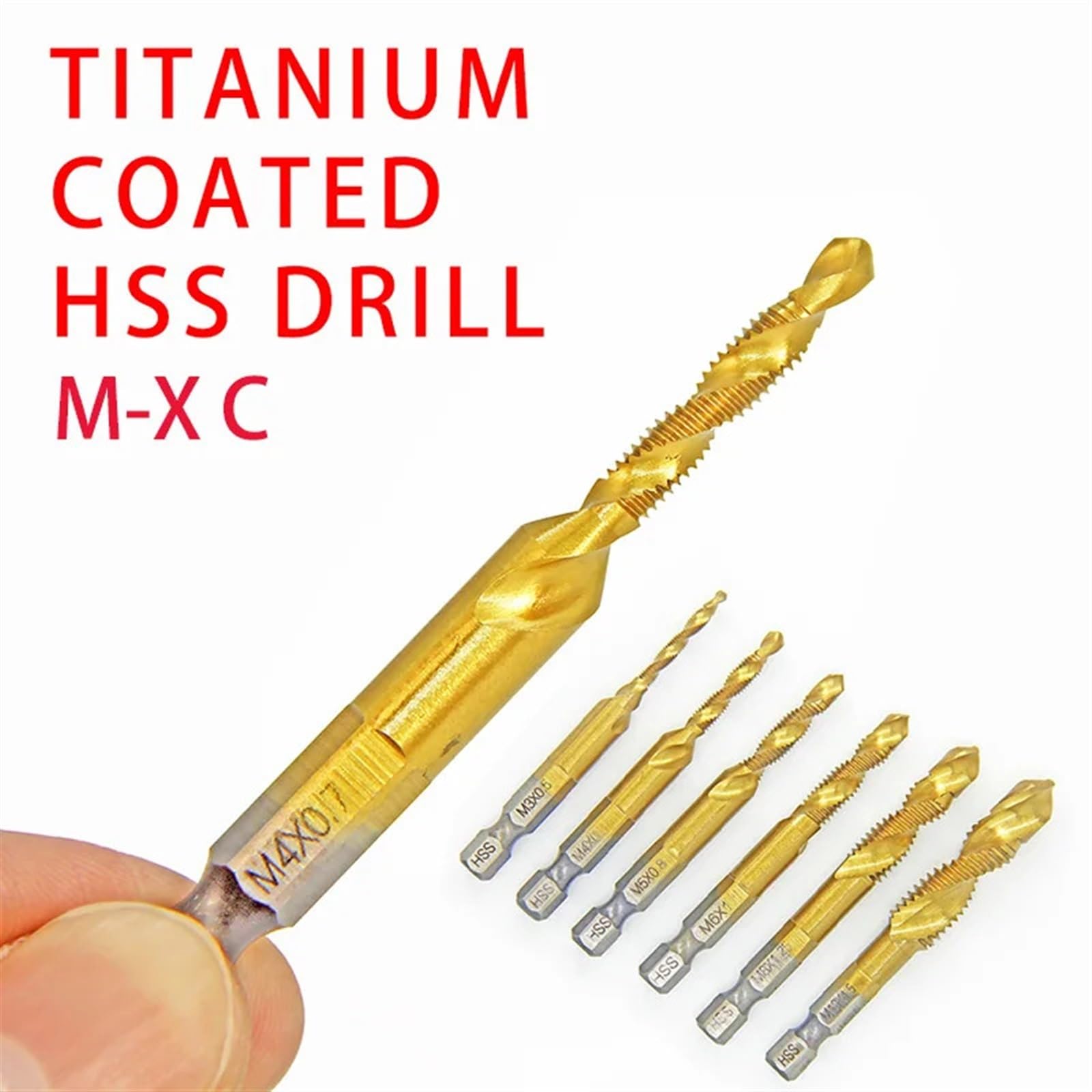 2 punte da trapano con gambo esagonale HSS 4341 filettatura metrica maschiatura macchina vite composta M3 M4 M5 M6 M8 M10 utensili manuali(6PCS 4341C M3-M10BOX)