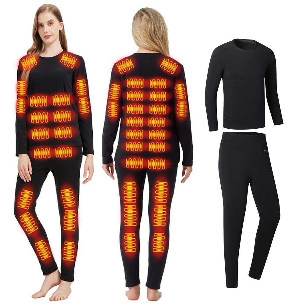 Heated Thermal Underwear for Men Women USB 42 Zone Intelligent Heated Thermals top and Heated Pants Set XS-4XL