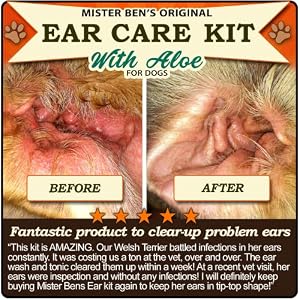 MISTER BEN'S Original Ear Cleaner for Dogs Care Kit - Includes Tonic & Wash MISTER BEN’S Original Ear Cleaner for Dogs Care Kit – Includes Tonic & Wash