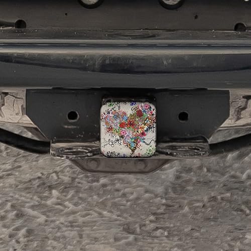 Miniatura 5 de Swono Cubierta de enchufe de enganche de corazón de flores retro, diseño floral, corazón, resistente, caja protectora, cubierta de tubo de enganche,