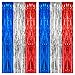 PIGETALE, 2 Pack 3.2 x 8.2 ft Red White and Blue Foil Fringe Backdrop Curtain, Streamer Backdrop Tinsel Curtains Photo Booth Props for Graduation Birthday Memo