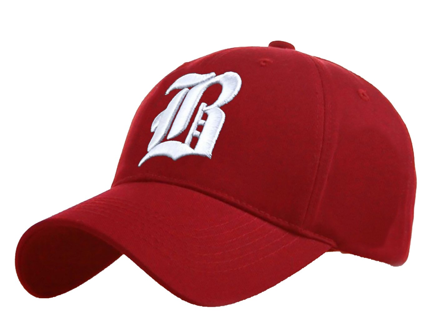 4Sold Men's B Red White Casual Baseball Gothic B Letter Cap Caps Snap Back Hat Hats Snapback (B Red White)