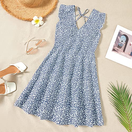 Mommy and Me Dresses Matching Outfits Floral Sleeveless Spaghetti Strap V Neck Sunflower Beach Dress for Mother and Daughter4