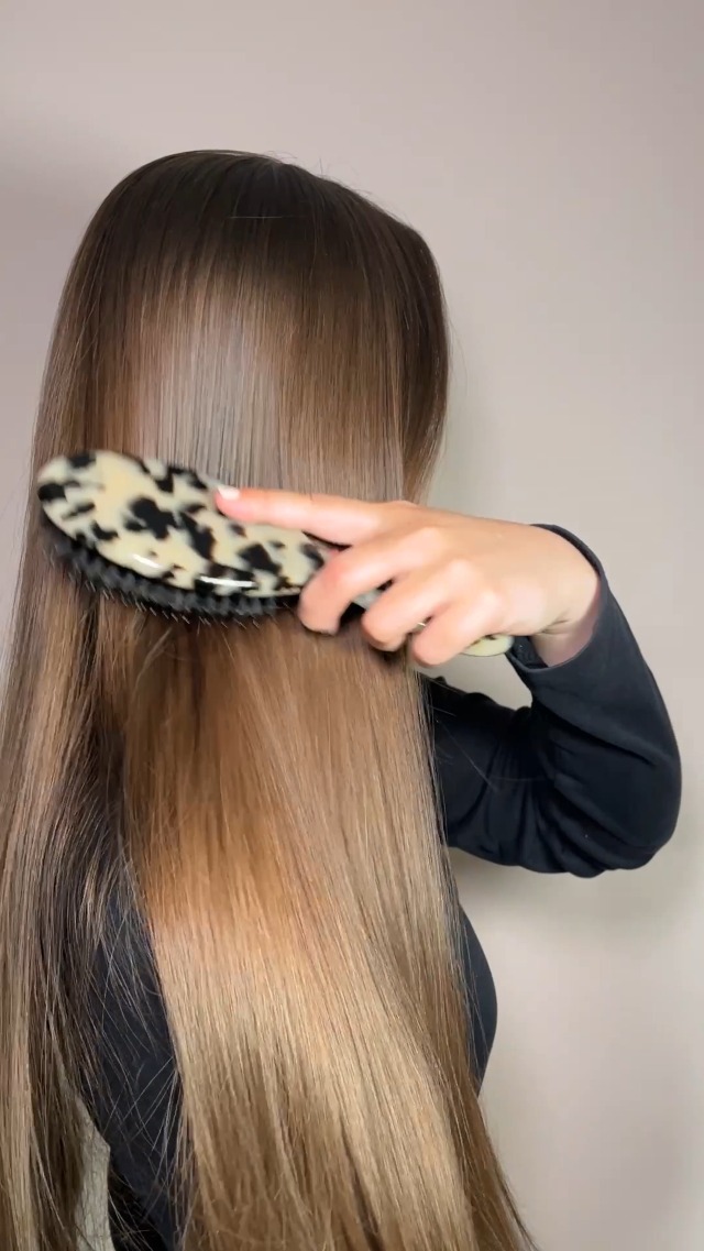 Silkie Acetate Resin Ultimate Smoothing Boar Bristle Brush Shine Detangling Straightening Gloss Natural Wigs Hair Extensions Slick Polish Curly Fine Straight Thick Hair Frizz Ergonomic (Tortoiseshell - View #8