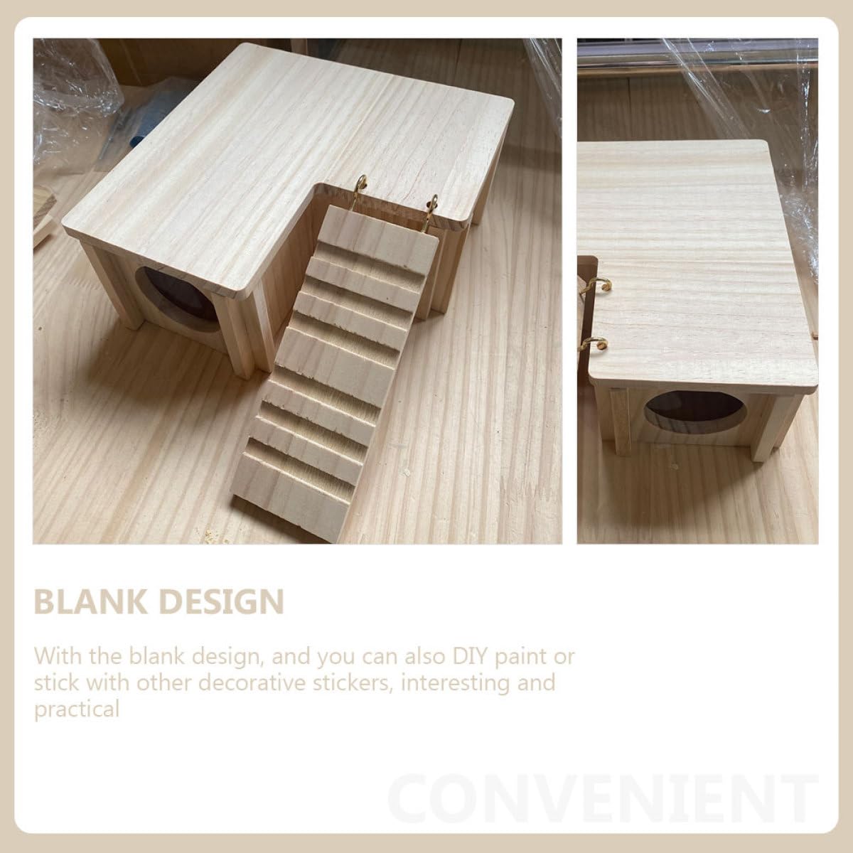 SOIMISS Cabaña de Hámster y Refugio para Roedores en Madera Natural Escalera y Cabina Modular Adecuado para Escape y Pintura DIY Apto para Roedores Pequeños como Hámsteres Jerbos y Ratones