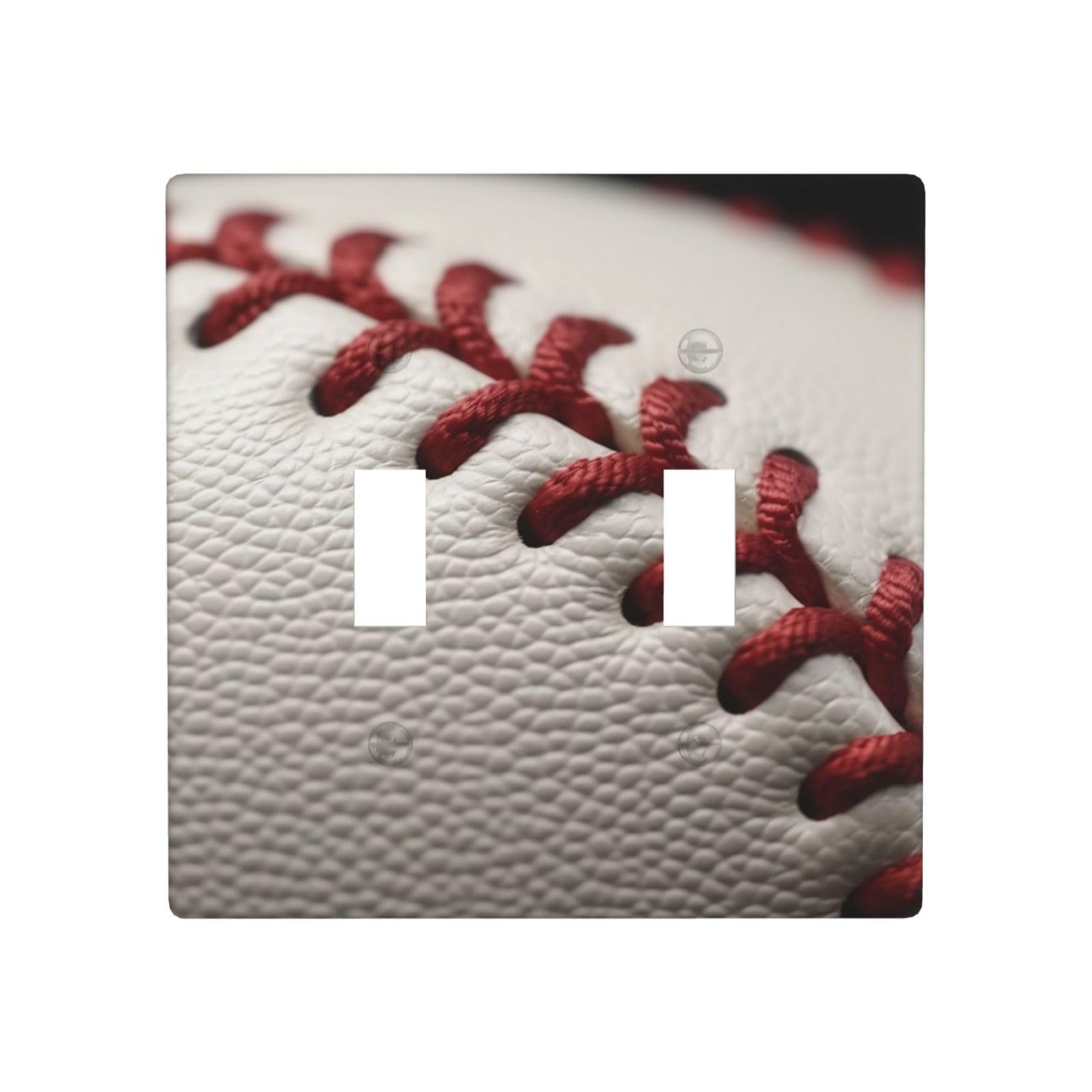 Decorator Double Toggle Light Switch Covers Baseball Lace Close Up Wall Plate 2-Gang Standard Size 4.5" x 4.5" Double Toggle Switch Wallplate Decorative 2 Gang Wall Switch Plate Covers