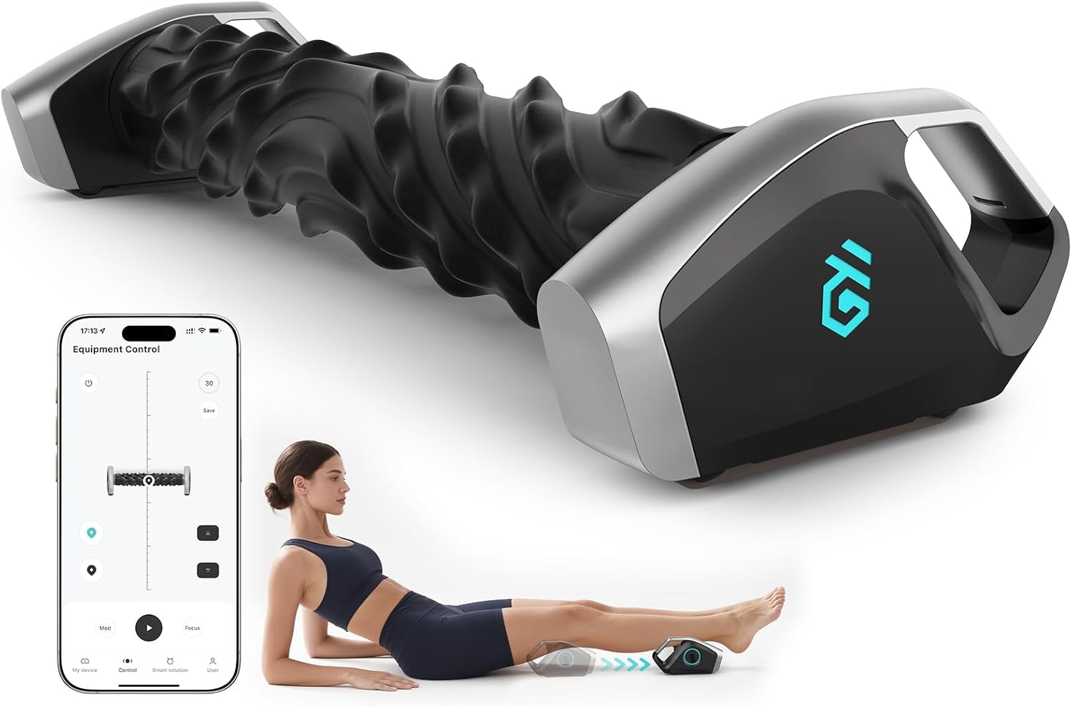 Smart Massager Roller – Deep Tissue Electric Massager with App Controlled, Auto Rolling for Muscle Massage and Myofascial Trigger Point Release, Compact & Rechargeable Design