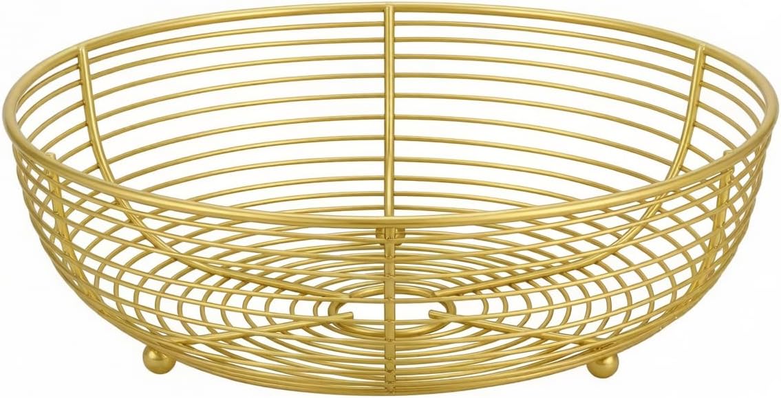 IBWell® Black Fruit Bowl for Kichen Countertop, Round Wire Fruits Breads Vegetables Snacks Canddy Basket - 11.5"x3.4"(DxH)