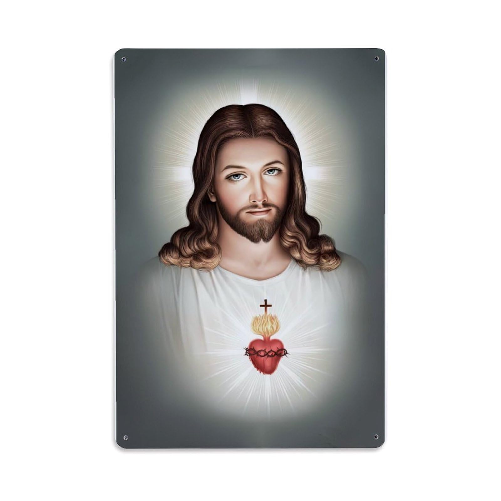 Jesus Sacred Heart Of Jesus Christ Jesus Divine Mercy Metal Tin Sign Plaque Wall Decor for Cafe, Club Bar, Office, Home Garden Metal Poster 8x12Inch