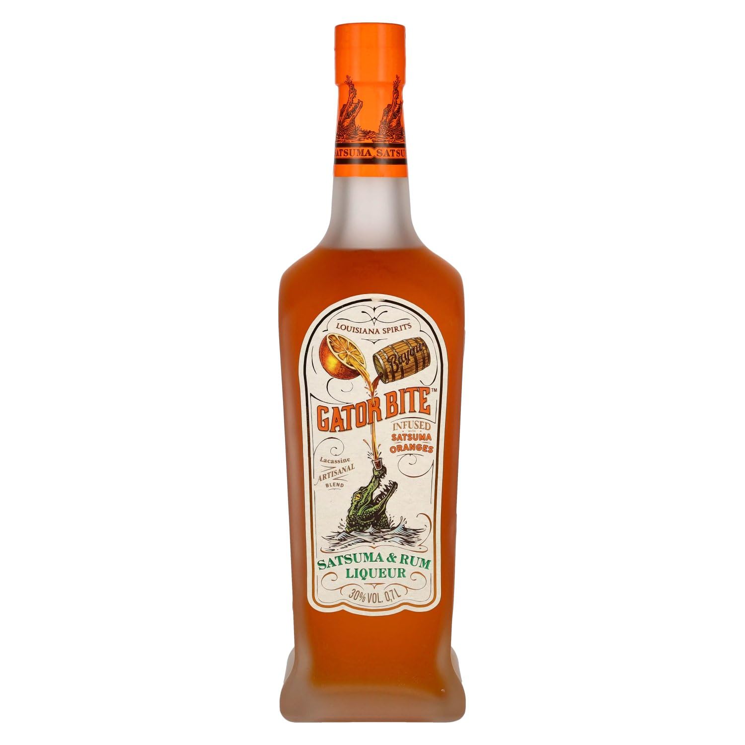 Bayou Gator Bite Satsuma Rum Liqueur 70cl, 26% ABV, Handcrafted, Pot-distilled Rum Based Satsuma Flavoured Liqueur, Made in Louisiana, USA