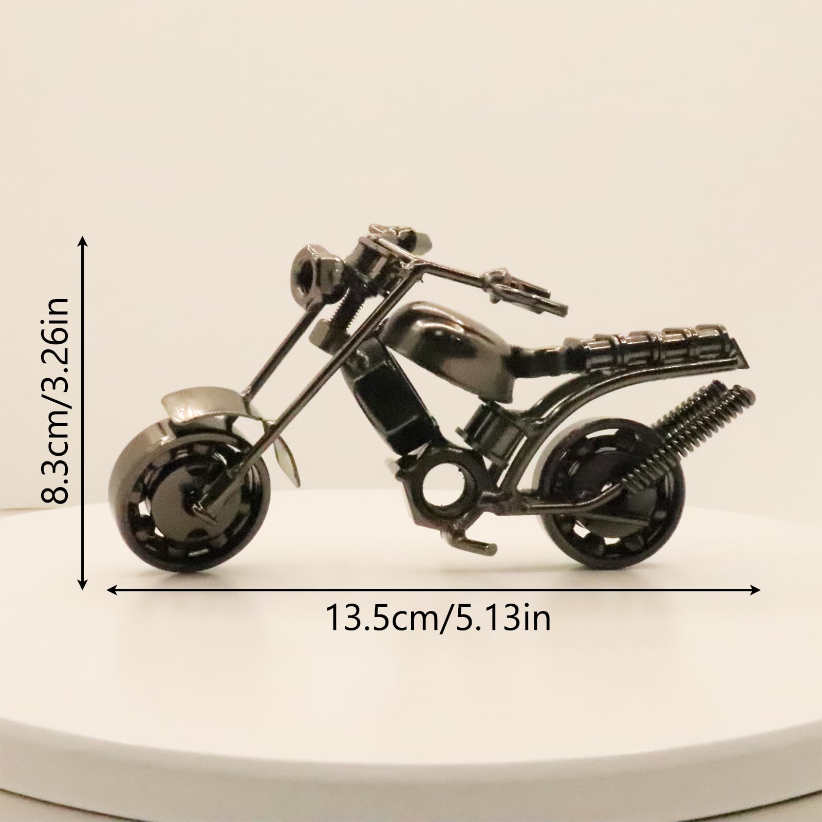 TRANSGOOD Modello Motocicletta In Metallo Fatto A Mano - Collezione Da Scrivania - Bronzo - Ruote Girevoli 23 Cm