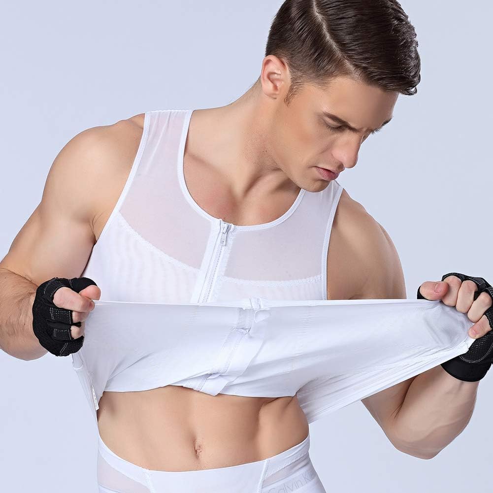 Men's Slimming Body Shaper Tank Top Front Zipper Corset Vest - Image 3