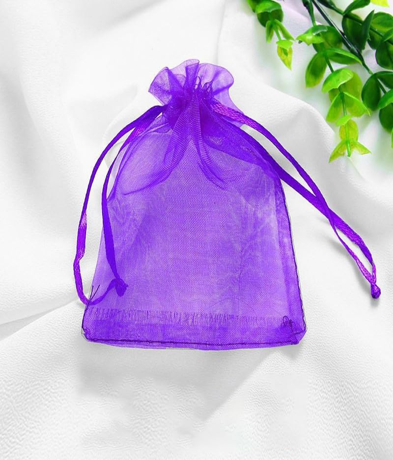 100pc 9 X 12 cm Bolsas de Organza de Regalo, Bolsas de Tul con Cordón de Organza, Bolsa de tela, Bolsas para Joyas, Bolsas de Regalo para Regalos Joyas Caramelo para Boda Favores Bolsitas(Morado)