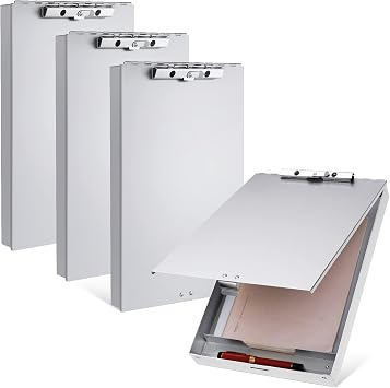 Seajan Aluminum Clipboard with Storage Metal Clip Board Folder Letter Size Form Holder Portfolio Clipboard Binder Clip Posse Box for Nurse Police Office Stationery Items 14 x 9.2 x 2 Inches 4