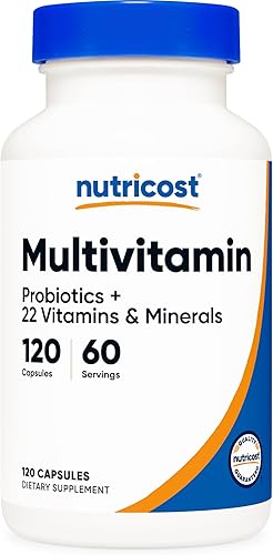 Nutricost Multivitamínico con probióticos 120 cápsulas vegetarianas (2 botellas) - Repleto de vitaminas y minerales