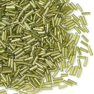 Pandahall 1250pcs/50g Silver Lined Glass Bugle Beads 6x1.8mm Clear Tube Loose Glass Seed Spacer Bead for Jewelry Making (FloralWhite)