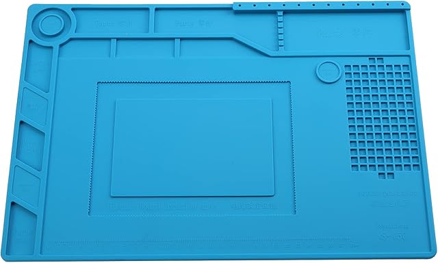 WiMas Silicone Soldering Mat, Magnetic 500 Heat Resistant Insulation Non-Slip Silicone Repair Mat Electronics Repair Pad Work Repair Mat for Welding and Soldering Station, 389mm x 269mm, Blue